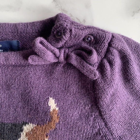 GAP kids purple sweater with beagle and bow detail SIZE 12-18 months - Picture 3 of 6